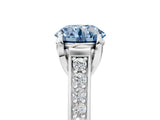 White gold Fancy Blue Round  Brilliant Cut Diamond Engagement Ring with Pavé Band and Four-Prong Setting_54