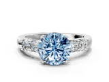 White gold Fancy Blue Round  Brilliant Cut Diamond Five-Stone Prong Set Engagement Ring with Channel Band_3
