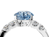 White gold Fancy Blue Round  Brilliant Cut Diamond Five-Stone Prong Set Engagement Ring with Channel Band_7