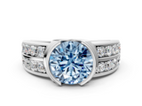 White gold Fancy Blue Round  Brilliant Diamond Channel Set Wide Band Ring with Bezel Setting_20