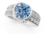 White gold Fancy Blue Round  Brilliant Diamond Channel Set Wide Band Ring with Bezel Setting_21
