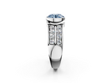 White gold Fancy Blue Round  Brilliant Diamond Channel Set Wide Band Ring with Bezel Setting_22