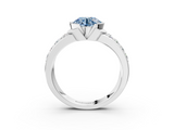 White gold Fancy Blue Round  Brilliant Diamond Channel Set Wide Band Ring with Bezel Setting_23