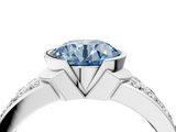 White gold Fancy Blue Round  Brilliant Diamond Channel Set Wide Band Ring with Bezel Setting_24
