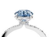 White gold Fancy Blue Round  Brilliant Pavé Band Solitaire with Four-Prong Setting_45