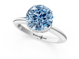 White gold Fancy Blue Round  Brilliant Solitaire Engagement Ring with Six-Prong Setting and Classic Band_21