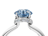 White gold Fancy Blue Round  Brilliant Solitaire Engagement Ring with Six-Prong Setting and Classic Band_24