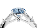 White gold Fancy Blue Round  Brilliant Solitaire with Leaf Motif Band and Four-Prong Setting_66