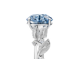 White gold Fancy Blue Round  Brilliant Solitaire with Leaf Motif Band and Four-Prong Setting_68