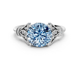 White gold Fancy Blue Round  Brilliant Solitaire with Pave Band and Four-Prong Setting_20