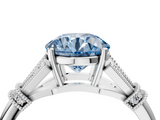 White gold Fancy Blue Round  Brilliant Solitaire with Pave Band and Four-Prong Setting_24