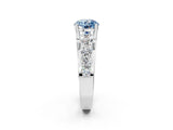 White gold Fancy Blue Round  Brilliant Solitaire with Side Stones on a Pave Band and Four-Prong Setting_14