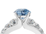 White gold Fancy Blue Round  Brilliant Solitaire with Side Stones on a Pave Band and Four-Prong Setting_16
