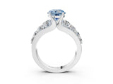 White gold Fancy Blue Round  Brilliant Solitaire with Side Stones on a Pave Band and Four-Prong Setting_177