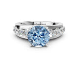 White gold Fancy Blue Round  Brilliant Solitaire with Side Stones on a Pave Band and Four-Prong Setting_54