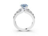 White gold Fancy Blue Round  Brilliant Solitaire with Side Stones on a Pave Band and Four-Prong Setting_57