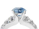 White gold Fancy Blue Round  Brilliant Solitaire with Side Stones on a Pave Band and Four-Prong Setting_58