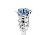 White gold Fancy Blue Round  Cluster Diamond Engagement Ring with Pavé Band and Four-Prong Setting_37