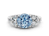 White gold Fancy Blue Round Cut Brilliant Diamond Cluster Accent Solitaire Ring with Prong Setting_18