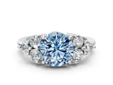White gold Fancy Blue Round Cut Brilliant Diamond Cluster Accent Solitaire Ring with Prong Setting_36