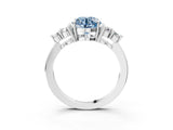 White gold Fancy Blue Round Cut Brilliant Diamond Cluster Accent Solitaire Ring with Prong Setting_39