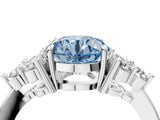 White gold Fancy Blue Round Cut Brilliant Diamond Cluster Accent Solitaire Ring with Prong Setting_40