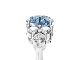 White gold Fancy Blue Round Cut Brilliant Diamond Cluster Accent Solitaire Ring with Prong Setting_5