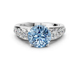 White gold Fancy Blue Round Cut Brilliant Diamond Pavé Band with Six-Prong Setting_12