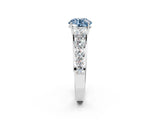 White gold Fancy Blue Round Cut Brilliant Diamond Pavé Band with Six-Prong Setting_14