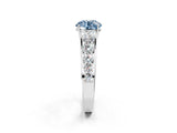White gold Fancy Blue Round Cut Brilliant Diamond Pavé Band with Six-Prong Setting_14