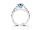 White gold Fancy Blue Round Cut Brilliant Diamond Pavé Band with Six-Prong Setting_15