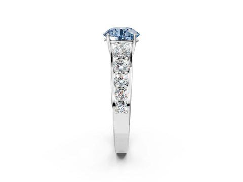 White gold Fancy Blue Round Cut Brilliant Diamond Pavé Band with Six-Prong Setting_2