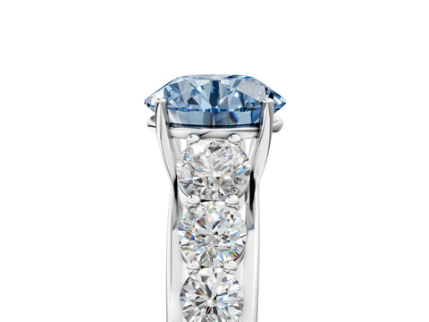 White gold Fancy Blue Round Cut Brilliant Diamond Pavé Band with Six-Prong Setting_5