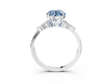 White gold Fancy Blue Round Cut Brilliant Diamond Solitaire Ring with Pear Side Stones and Four-Prong Setting_21