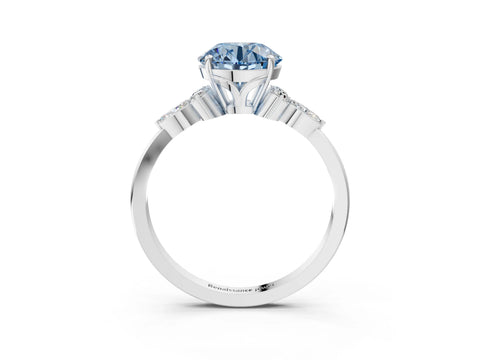 White gold Fancy Blue Round Cut Brilliant Diamond Solitaire Ring with Pear Side Stones and Four-Prong Setting_21