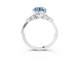 White gold Fancy Blue Round Cut Brilliant Diamond Solitaire Ring with Pear Side Stones and Four-Prong Setting_33