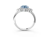 White gold Fancy Blue Round Cut Brilliant Diamond with Cluster Setting on a Beaded Band and Four-Prong Setting_27