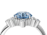 White gold Fancy Blue Round Cut Brilliant Diamond with Cluster Setting on a Beaded Band and Four-Prong Setting_28