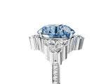 White gold Fancy Blue Round Cut Brilliant Diamond with Cluster Setting on a Beaded Band and Four-Prong Setting_29