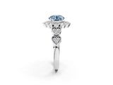 White gold Fancy Blue Round Cut Brilliant Milgrain Pave Heart Band Solitaire Ring_2