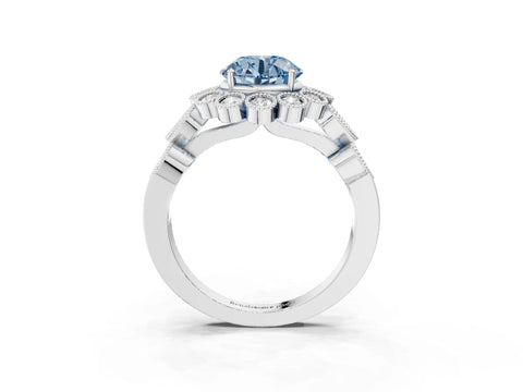 White gold Fancy Blue Round Cut Brilliant Milgrain Pave Heart Band Solitaire Ring_27