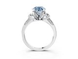 White gold Fancy Blue Round Cut Brilliant Three-Stone Diamond Ring with Pavé Band and Four-Prong Setting_42