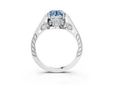 White gold Fancy Blue Round  Cut Cathedral Pave Diamond Engagement Ring with Six-Prong Setting_35