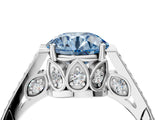 White gold Fancy Blue Round  Cut Cathedral Pave Diamond Engagement Ring with Six-Prong Setting_36