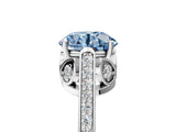 White gold Fancy Blue Round  Cut Cathedral Pave Diamond Engagement Ring with Six-Prong Setting_37