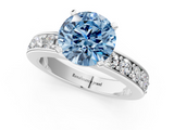 White gold Fancy Blue Round  Cut Channel Set Diamond Engagement Ring with Four-Prong Setting_233