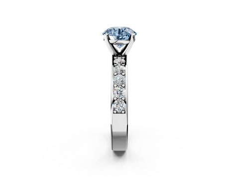 White gold Fancy Blue Round  Cut Channel Set Diamond Engagement Ring with Four-Prong Setting_239