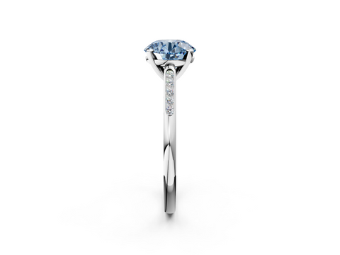 White gold Fancy Blue Round  Cut Channel Set Solitaire Engagement Ring with Four-Prong Setting_222