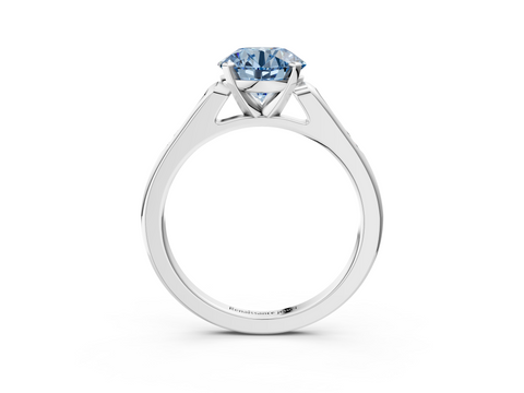White gold Fancy Blue Round  Cut Channel Set Solitaire Engagement Ring with Four-Prong Setting_223