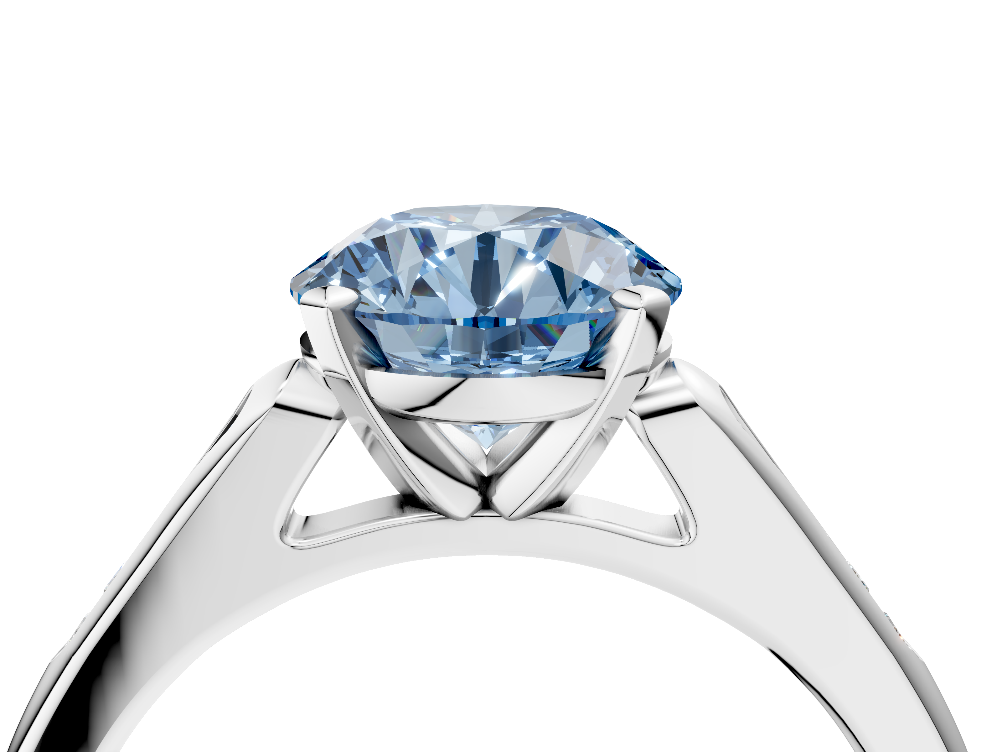 White gold Fancy Blue Round  Cut Channel Set Solitaire Engagement Ring with Four-Prong Setting_224